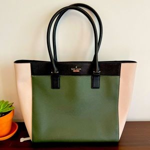 Kate Spade Cameron Street Havana Color-block tote w/ laptop pocket
